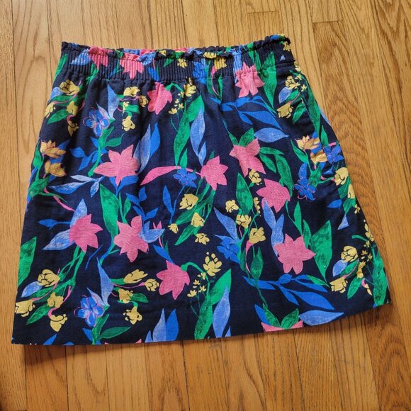 J Crew Floral Print Linen Elastic Waist Womens Skirt Size 10 - Picture 2 of 4